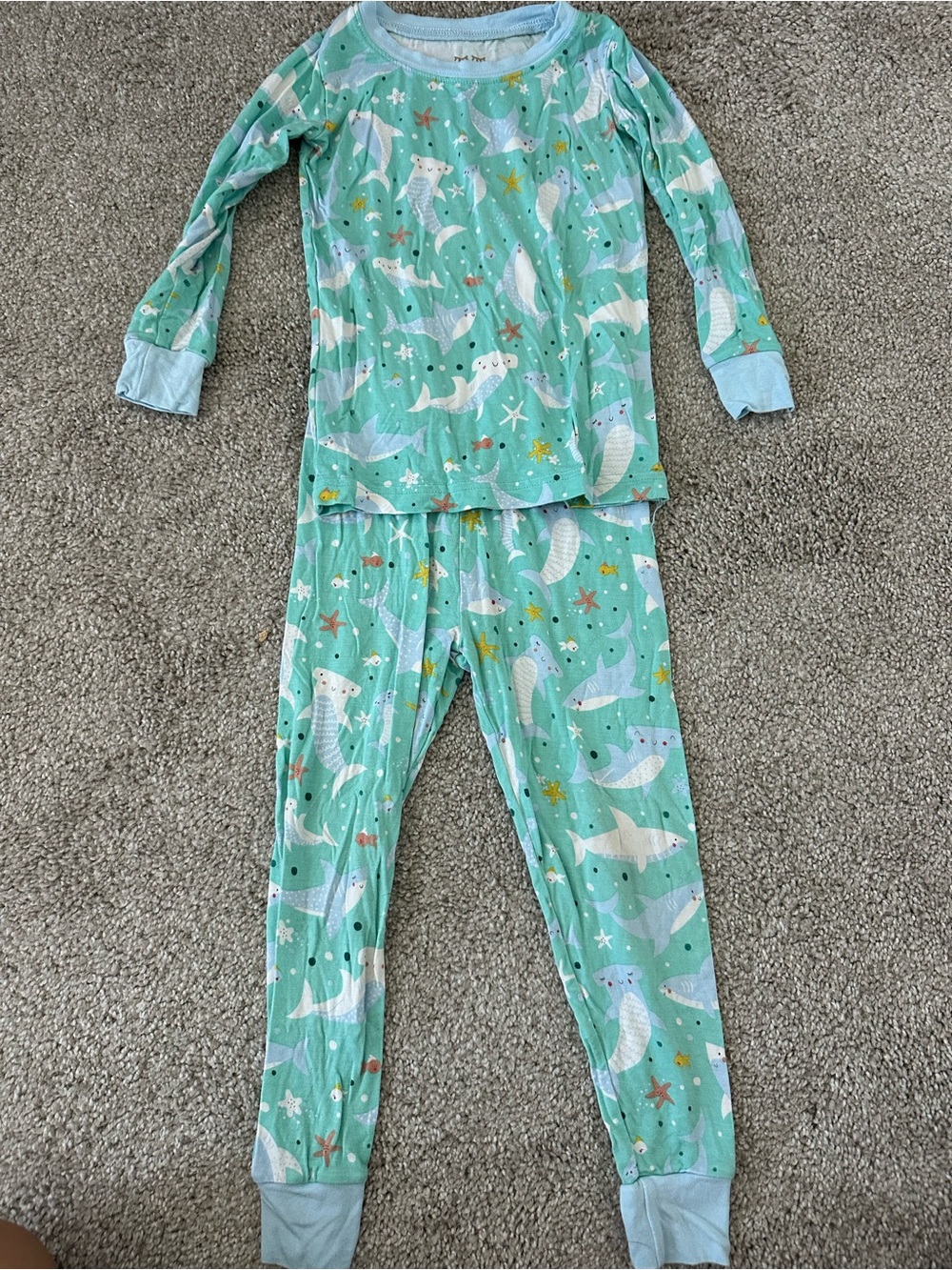 Little Sleepies Mint Green Narwhal & Shark Pajama Set